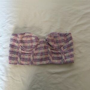 Zara Lavender and White Textured Top